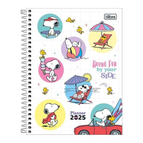 Tilibra - Planner Espiral 17,7 x 24 cm Snoopy 2025 - Having fun by your side