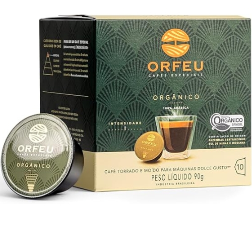 Orfeu Café Orgânico 10 Cápsulas Compatível com Dolce Gusto®, 100% Arabica, Torra Média, 90g